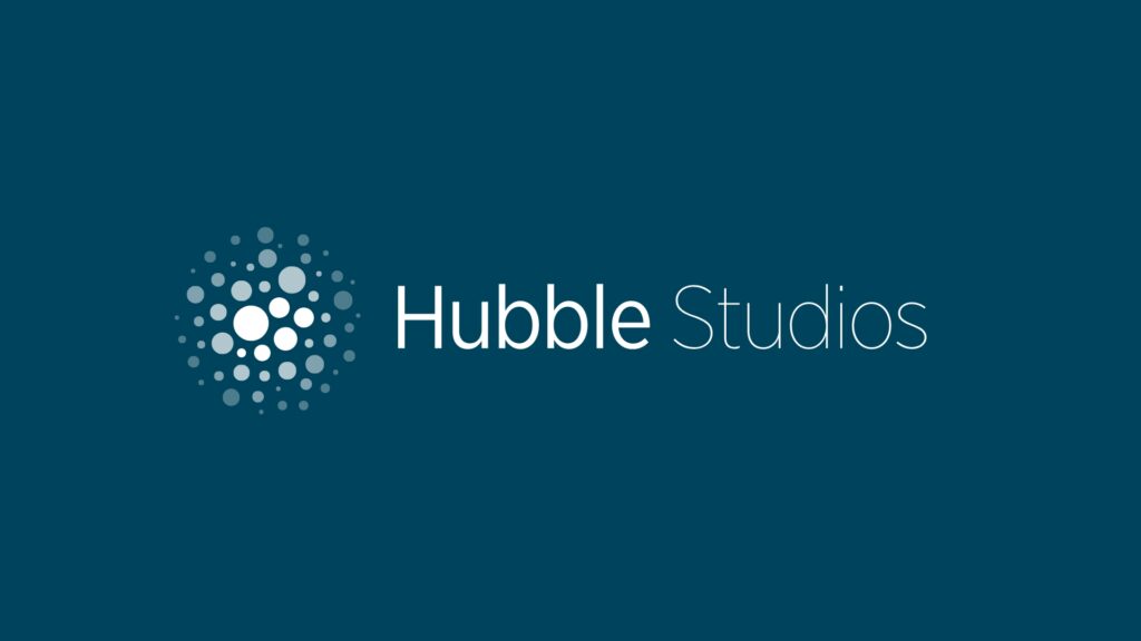 The design firm Hubble Studios' logo against a dark blue background.